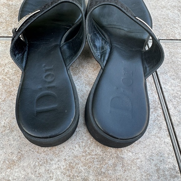 Christian Dior Diorissmo Black Logo Platform Flip Flops Sandals - Picture 6 of 13